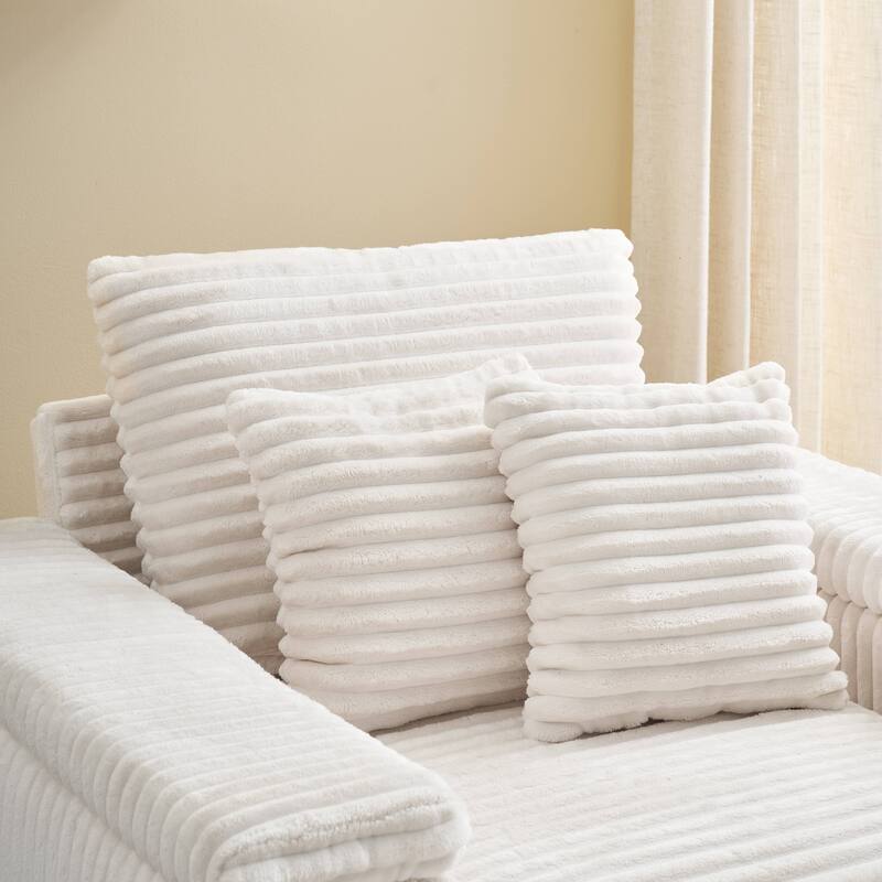 Corduroy Single Sofa Set with 2 Throw Pillows (500lb Capacity)