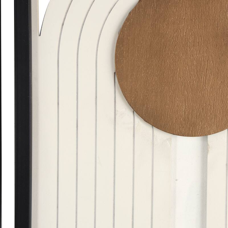 Wooden Geometric Layered Arch Wall Decor with Gold Circle Accents - Set of 2 Cream - Roche River Decor