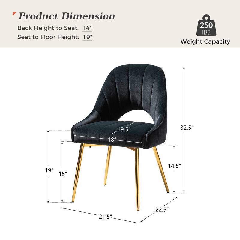 Ignaz Comfortable Modern Upholstered Dining Chair with Hollowed-out Back Set of 2 by HULALA HOME