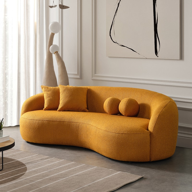 Blaine Japandi Style Luxury Modern Boucle Fabric Curved Sofa