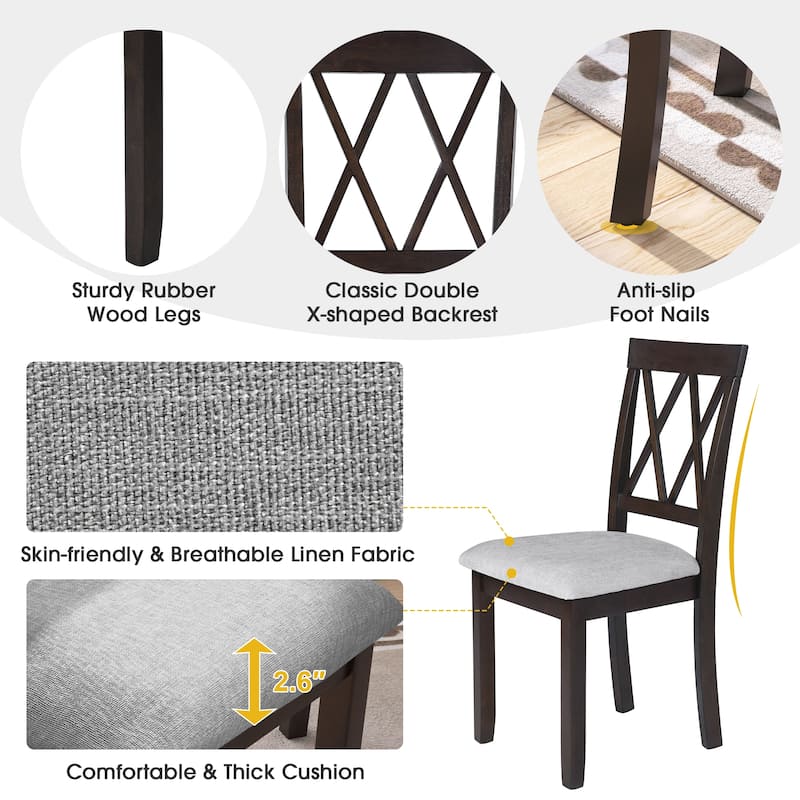 Foldable Dining Table Set, 5 Piece Extendable Dining Set with Drop Leaf Dining Table and 4 Dining Upholstered Chairs