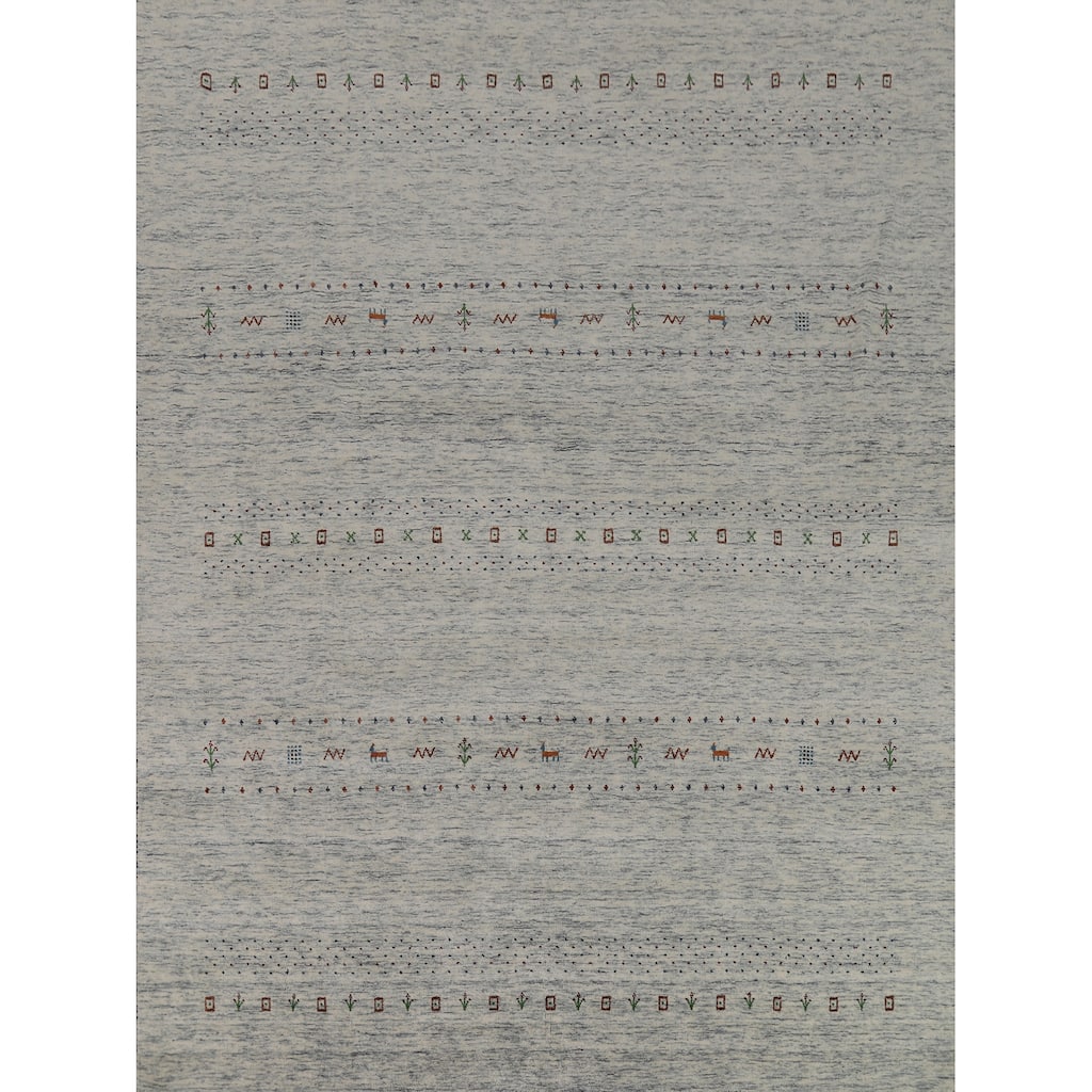 Tribal Animals Gabbeh Oriental Area Rug Handmade Wool Carpet - 8'1"x 9'9"