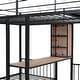 preview thumbnail 12 of 24, Full Over Twin & Twin Triple Bunk Bed with Drawers, Multi-Functional Metal Frame Bed with Desks and Shelves in the Middle