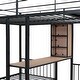 preview thumbnail 13 of 13, Full over Twin & Twin Triple Bunk Bed with Drawers, Multi-functional Metal Frame Bed with Desks and Shelves in the Middle