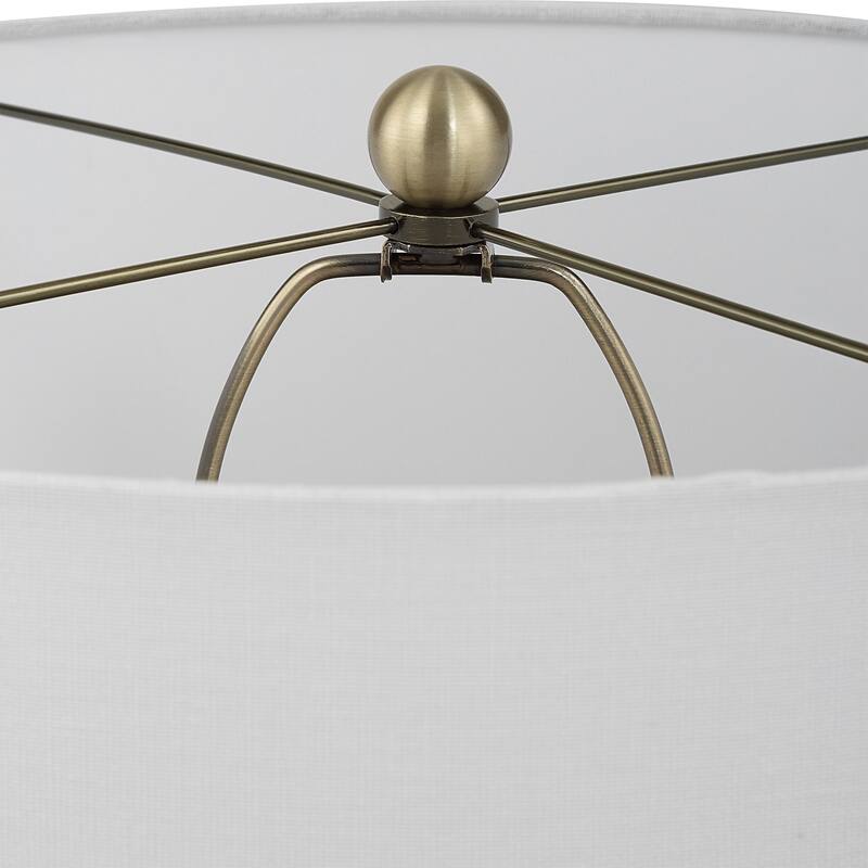 Ribbed Table Lamp with Drum Shade - 24.5" - Charcoal Black