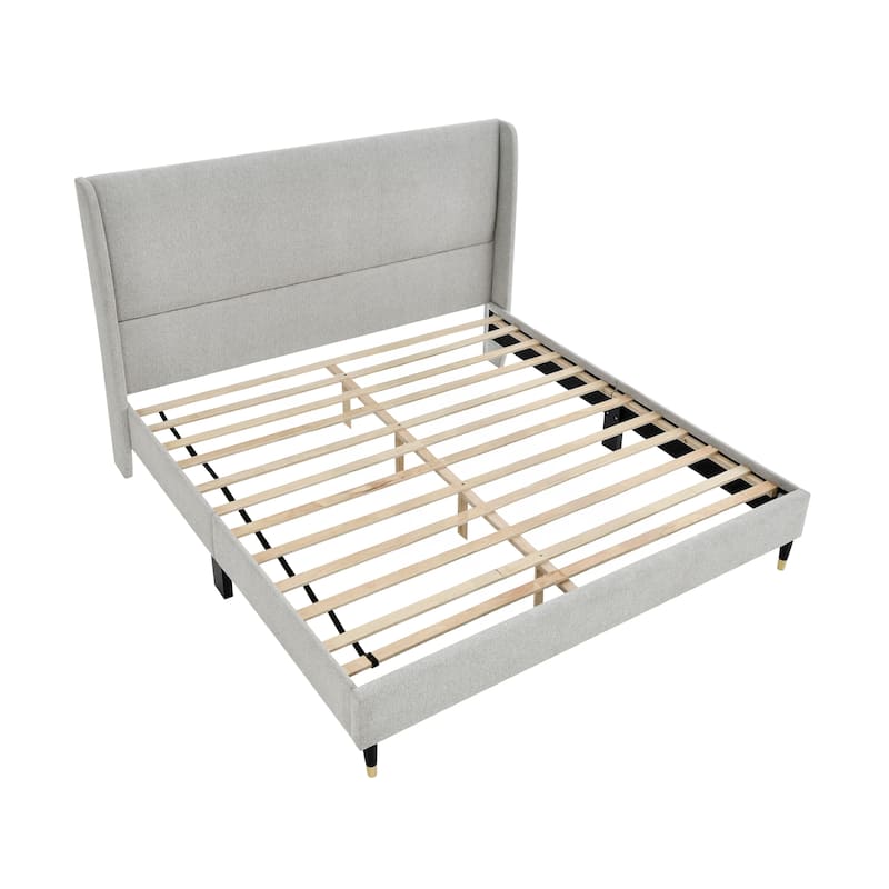Roundhill Furniture Rozitta Upholstered Wingback Platform Bed