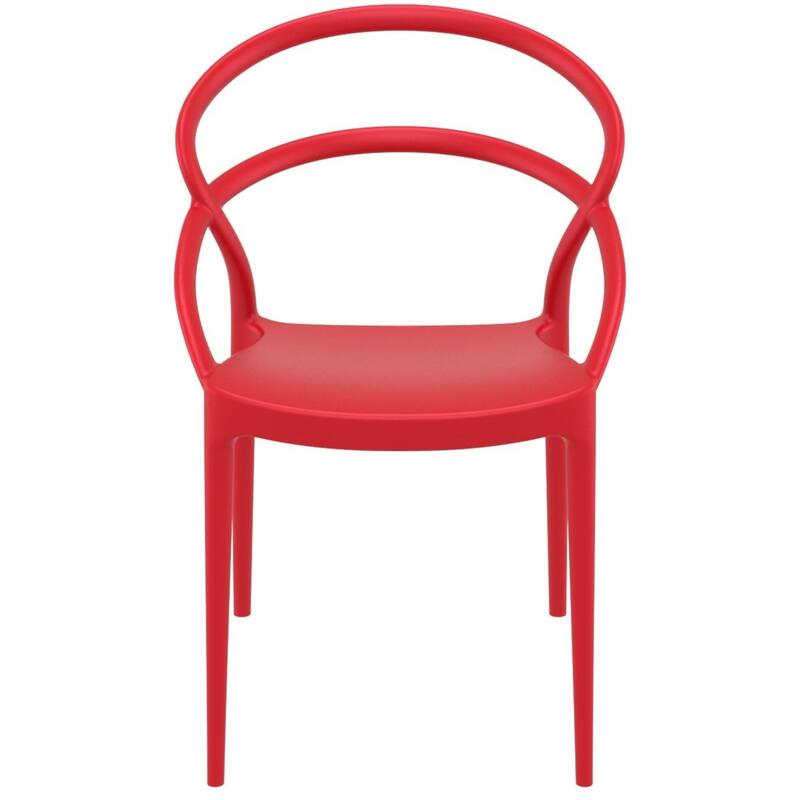 32.25" Red Outdoor Patio Round Dining Chair