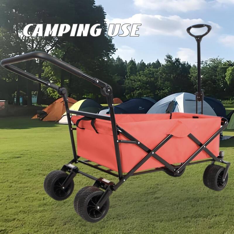 Folding Wagon with All-Terrain Wheels, 230lbs Capacity, Telescoping Handle, and Dust Cover for Beach, Outdoor, and Garden Use