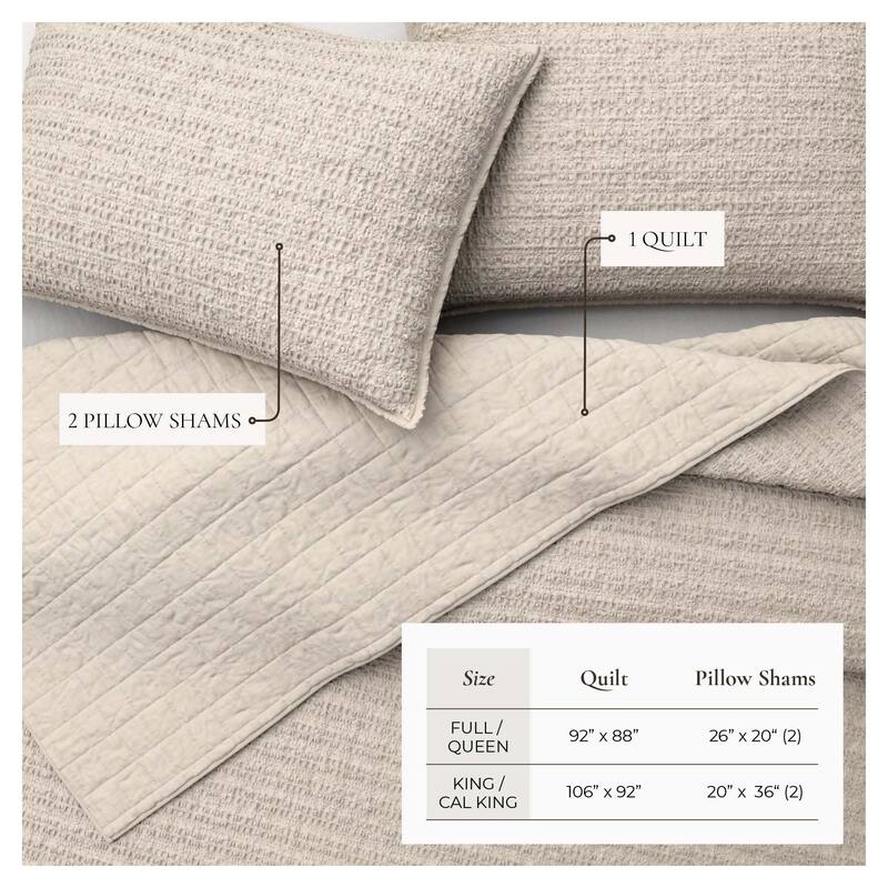 Linery & Co. Cotton Honeycomb Waffle Garment Washed Quilt Set