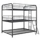 preview thumbnail 8 of 7, Simple Triple Full Bunk Beds, Full Over Full Over Full Metal Bunk Bed Platform Frame, Two Attached Ladders, Guard-Rail, Black