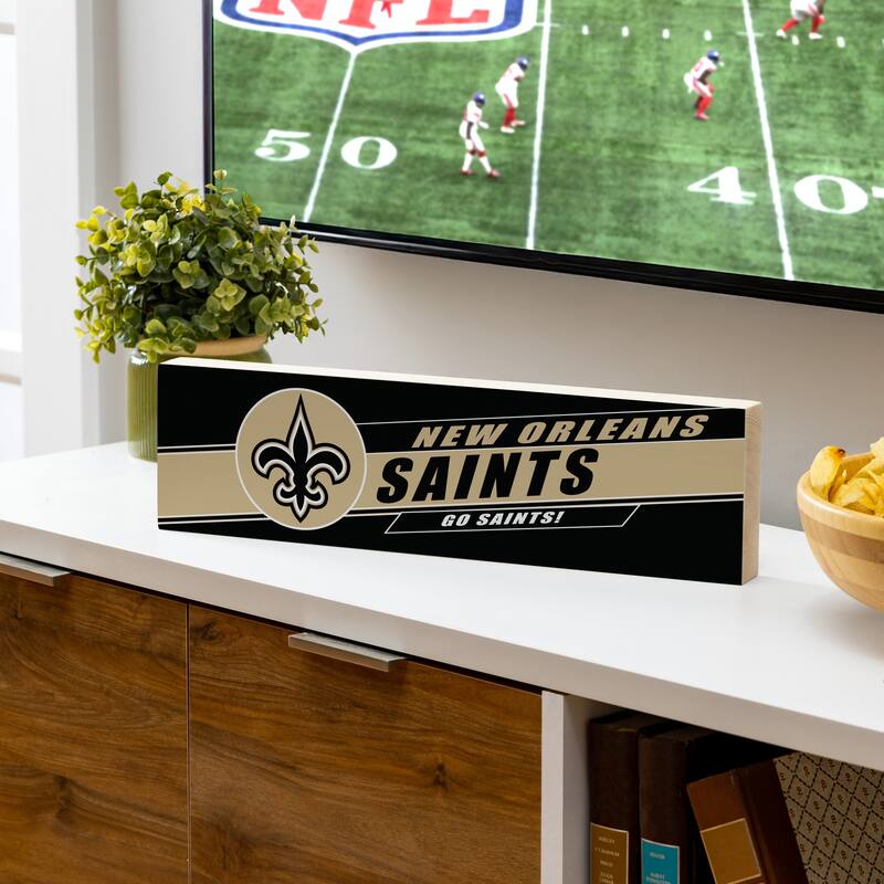 New Orleans Saints Wooden Tabletop Mantel Shelf Sign - 5" x 18"