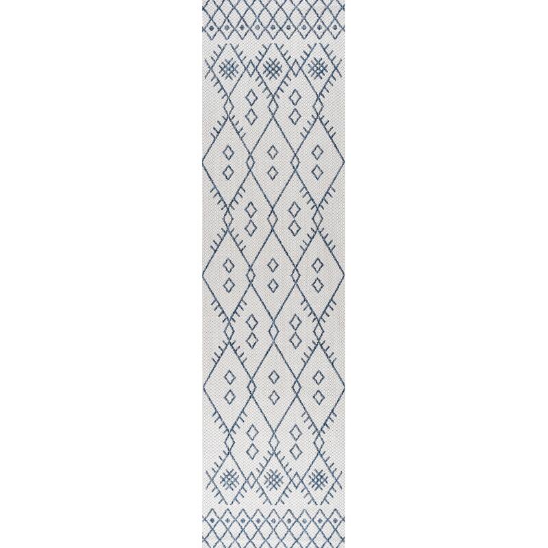 JONATHAN Y Zolak Moroccan Indoor/Outdoor Area Rug - 2 X 8 - Ivory/Navy