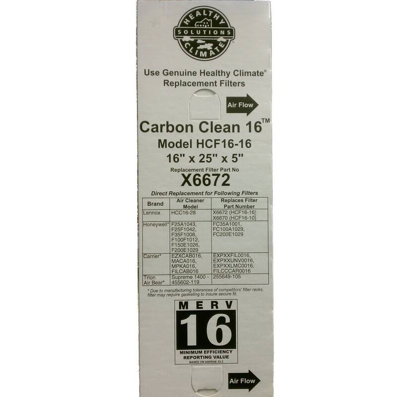 Lennox Healthy Climate 16x25x5 Merv 16 Filter