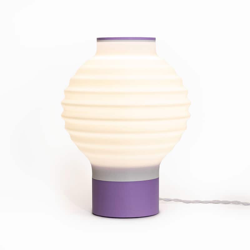 Asian Lantern 15" Vintage Traditional Plant-Based PLA 3D Printed Dimmable LED Table Lamp, by JONATHAN Y - White/Purple