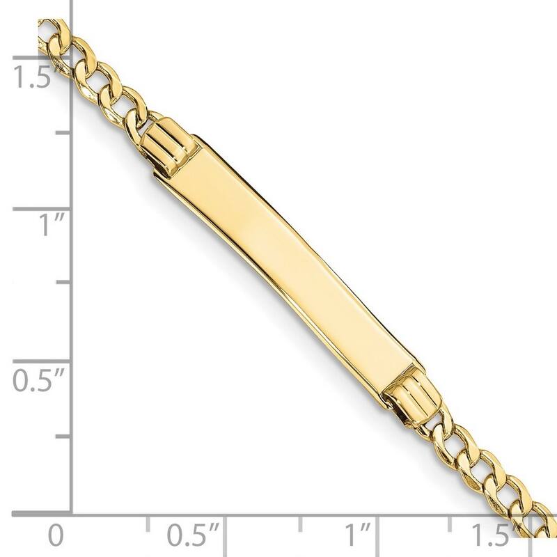Curata 5.22mm 10k Yellow Gold Engravable Semi solid Curb Link ID Bracelet