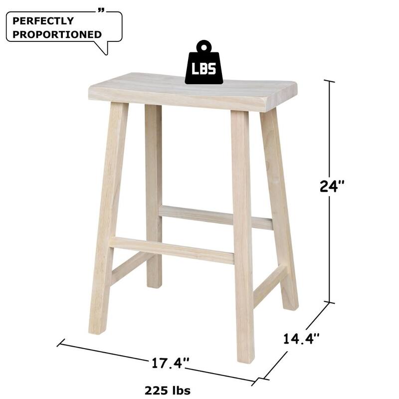 International Concepts Solid Wood Saddle Seat Dining Stool