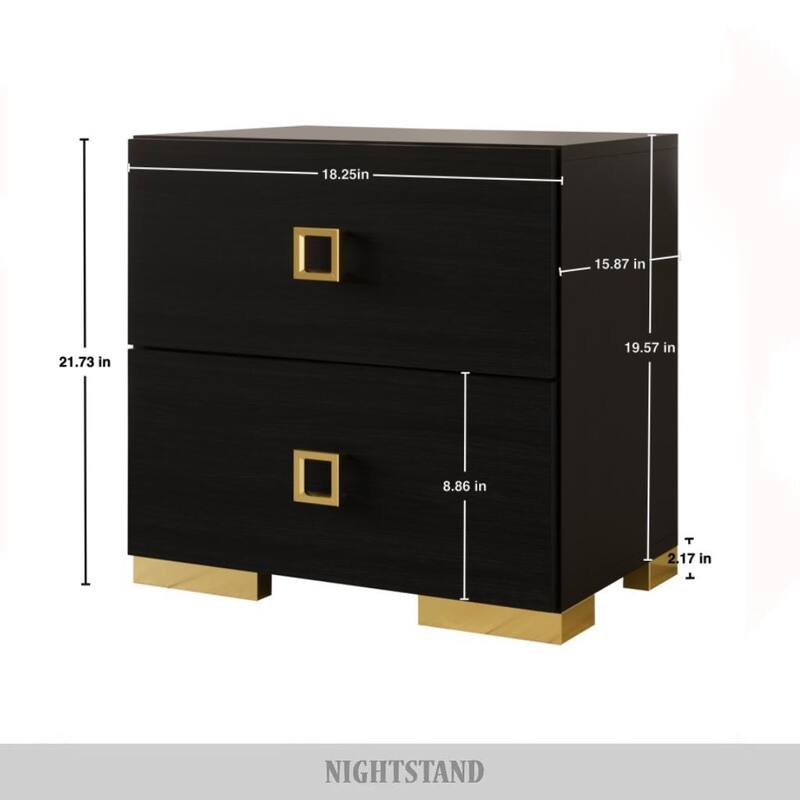 CraftPorch Modern Gold Legs Storage 2-Drawer Nightstand (Set of 2)