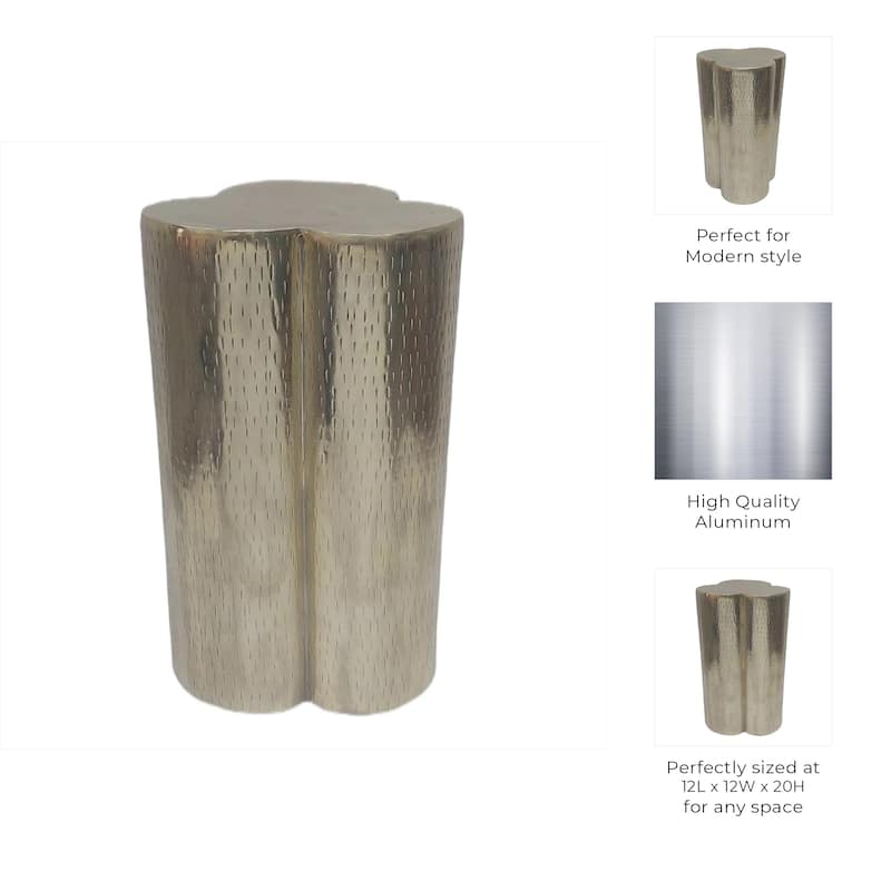 Metal Side Table with Modern Textured Base Elegant Narrow Home Decor