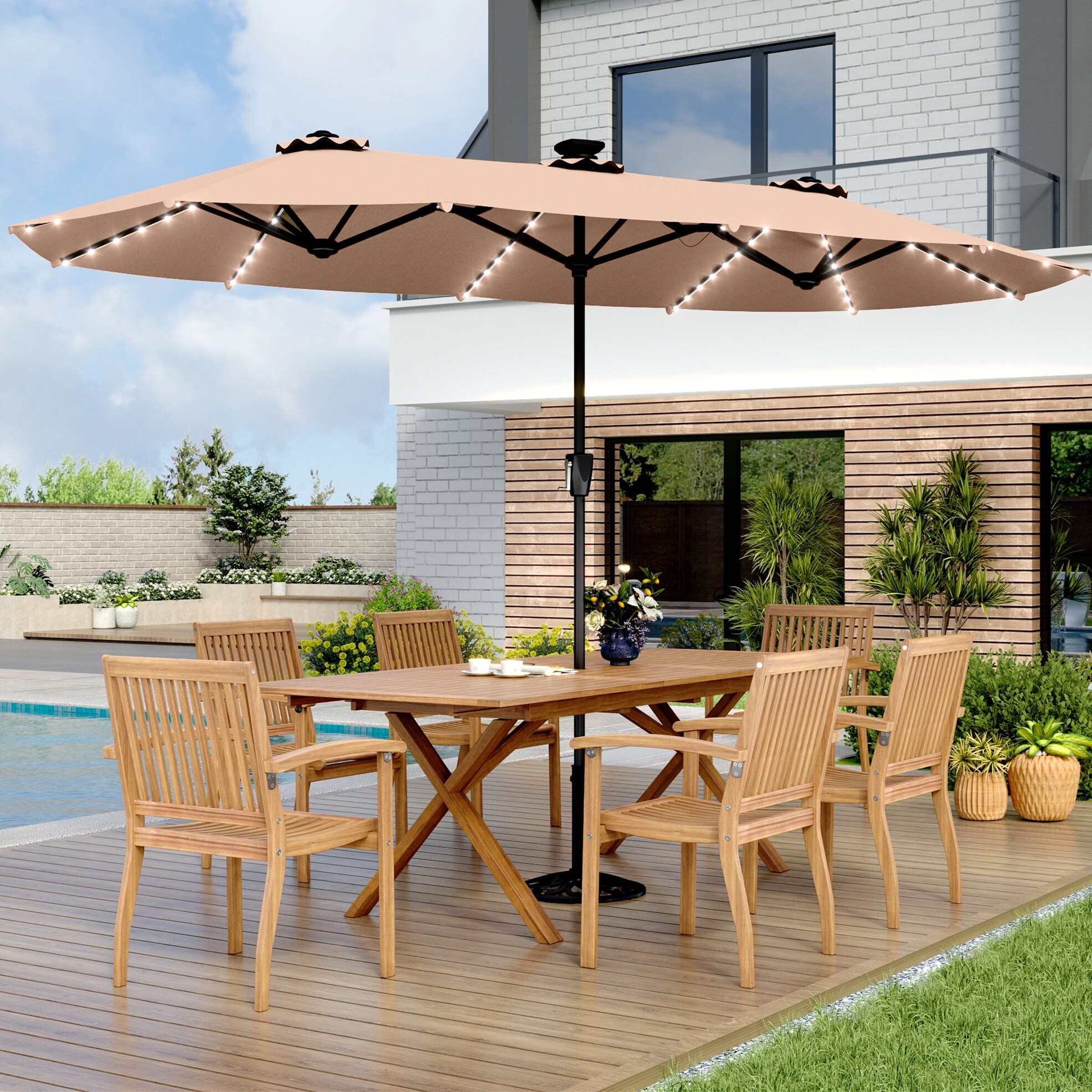 MAISON ARTS 13-Ft Twin Outdoor Market Crank with Double-Sided Design-image