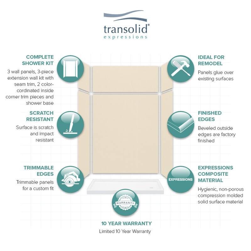 Transolid Expressions 60-in X 32-in X 96-in Glue to Wall Shower Kit - 32" x 60" x 96" - 32" x 60" x 96"