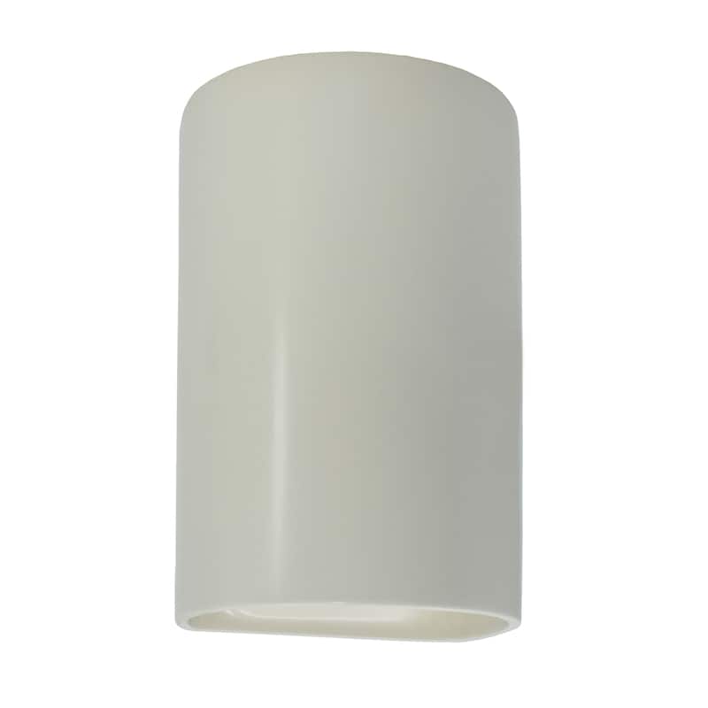 Justice Design Ambiance - Small Cylinder Wall Sconce - Closed Top (Outdoor) - Replaceable Bulb - Matte White