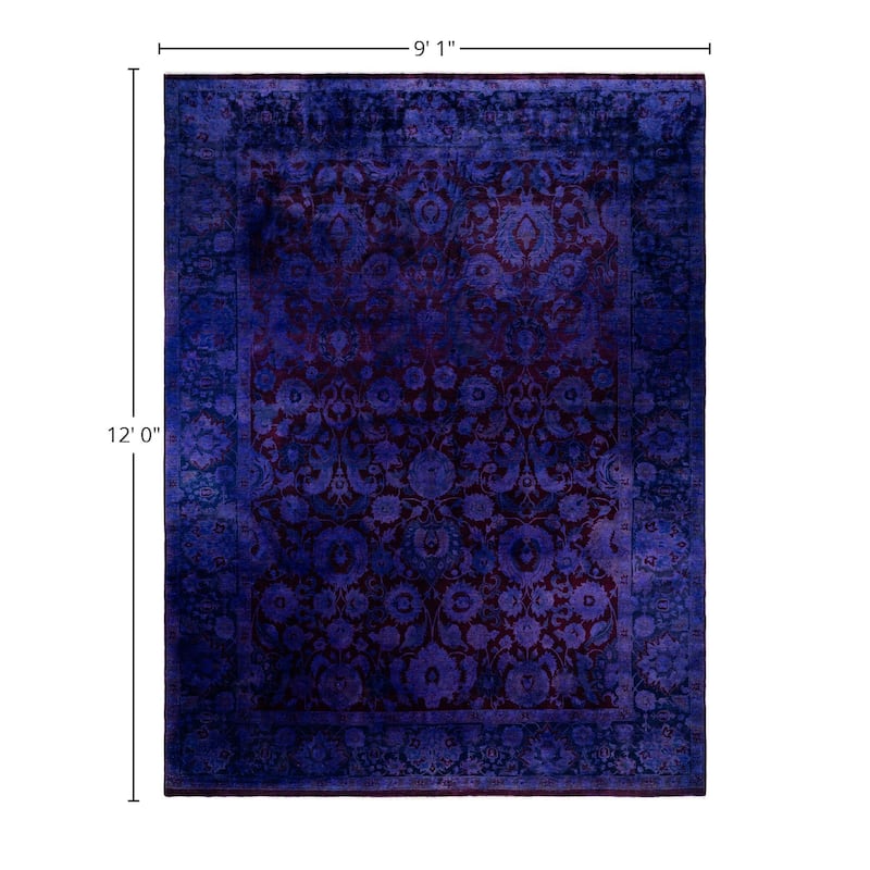 Overdyed One-of-a-Kind Hand-Knotted Area Rug - Purple - 9' 1" x 12' 0"