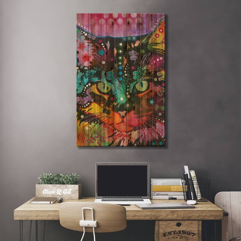 Tabby II Print On Wood by Dean Russo - Multi-Color