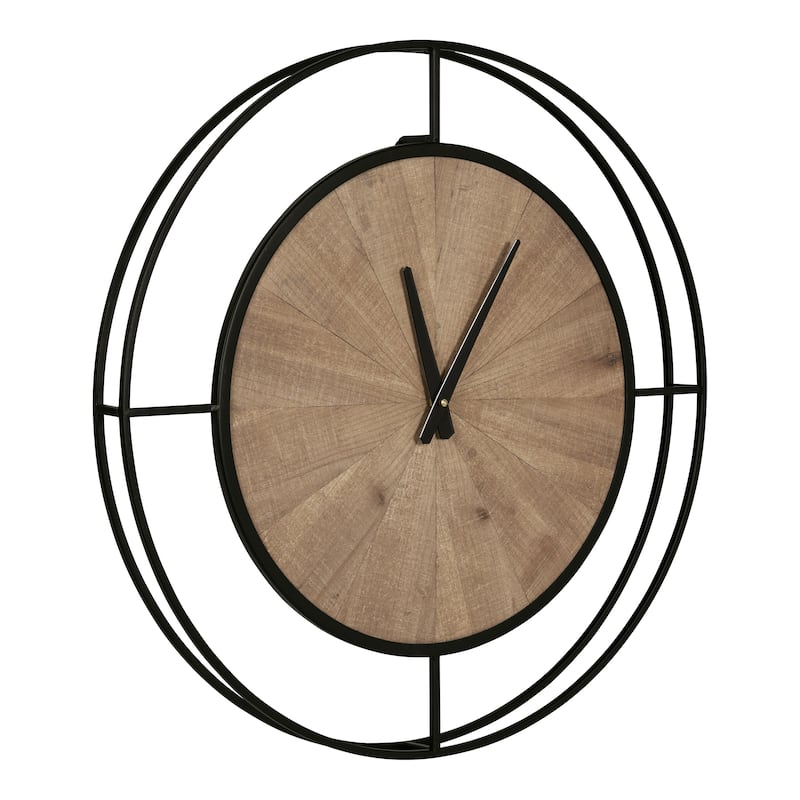 Kate and Laurel Newfield Wall Clock - 22" Diameter - 22" Diameter - Rustic Brown/Black