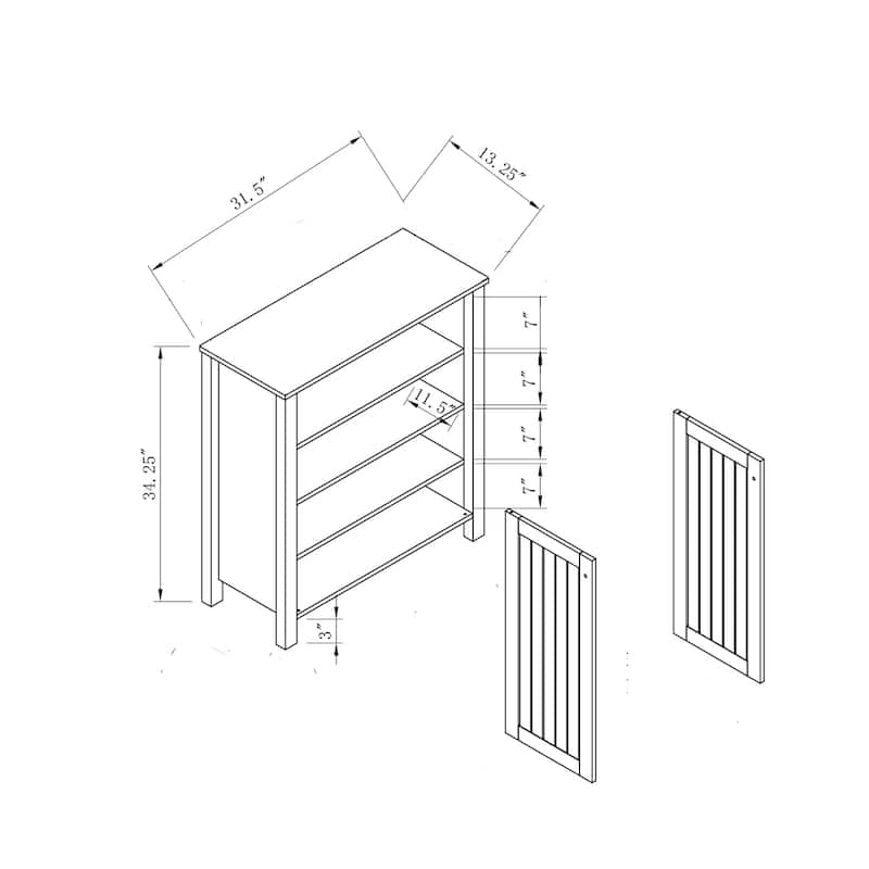 Shoe cabinet storage cabinet entryway cabinet with two doors slat style vented doors metal knob handle four shelves Dark