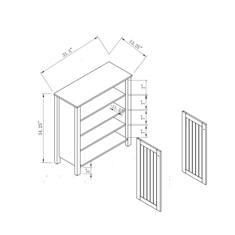 Shoe cabinet storage cabinet entryway cabinet with two doors slat style vented doors metal knob handle four shelves