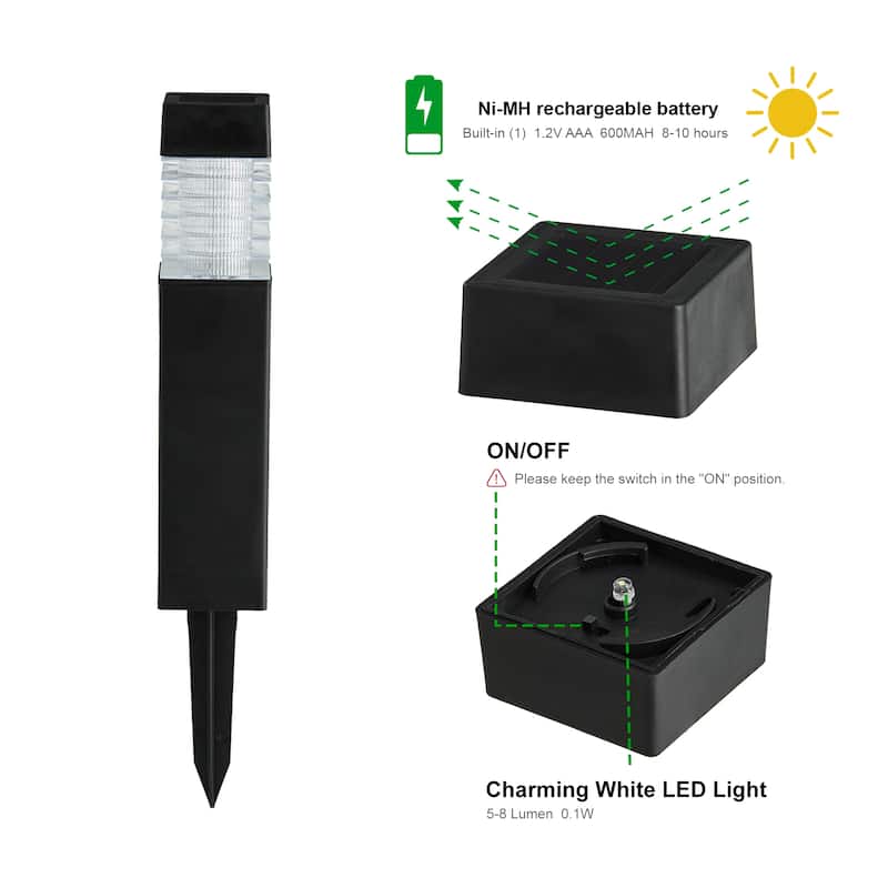 Glitzhome Set of 6 Solar Pathway Lights Garden Stake Lights - Set of 6