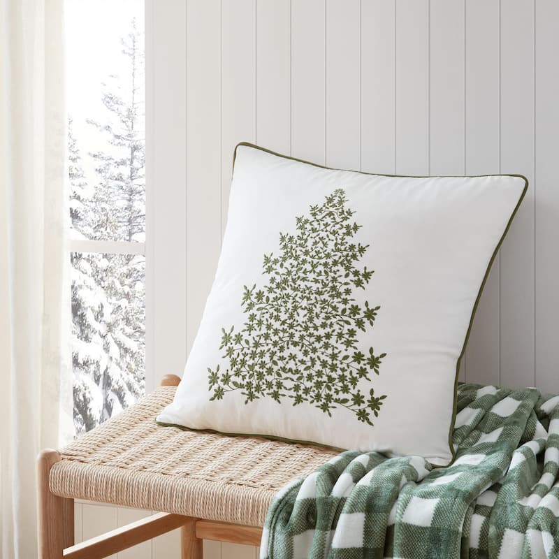 Martha Stewart Holiday Tree Green Throw Pillow