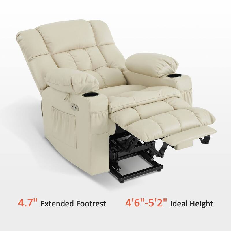 MCombo Dual Motor Small Power Lift Recliner Chair for Elderly, Lay Flat Lift Chair with Heat and Massage, Faux Leather 7893