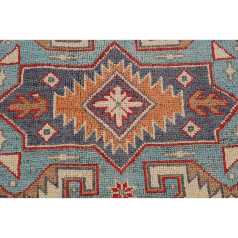 Ivory Kazak Area Rug Handmade Wool Carpet - 5'9" x 7'8"