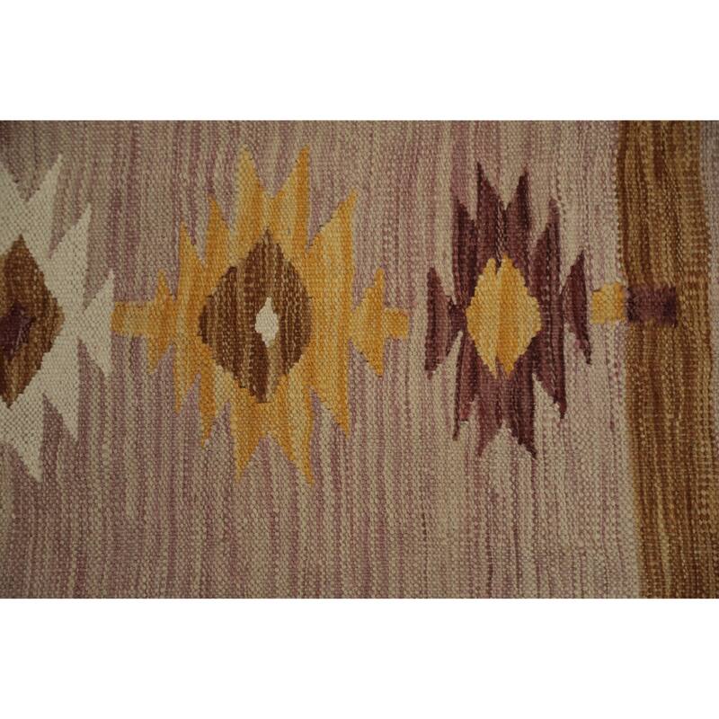 Hand Woven Oriental 100% Wool Carpet Southwestern Tribal Pink Kilim Area Rug - 6' 9'' X 5' 0''