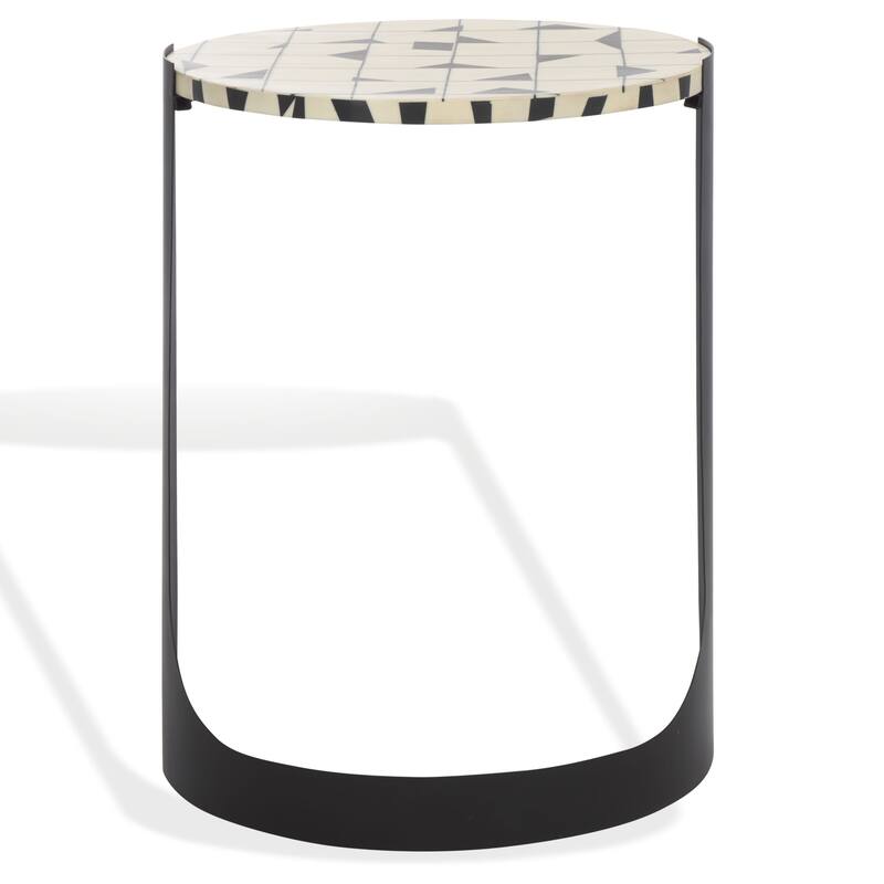 SAFAVIEH Couture Tomlinson Accent Table, Fully Assembled - 16"W x 16"D x 22"H - Black/White