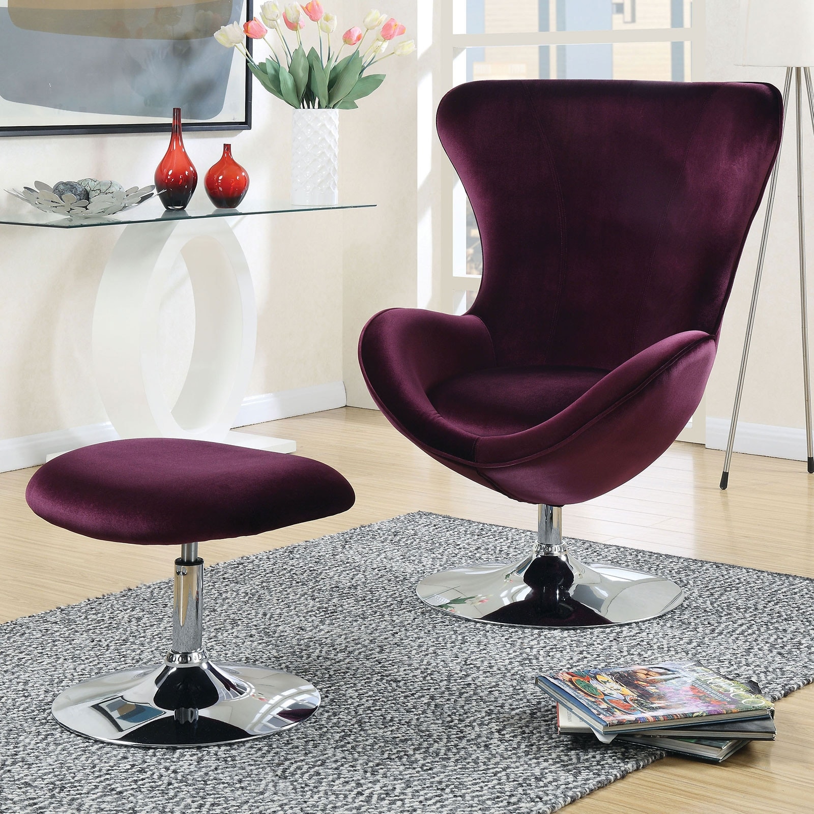 Purple accent chair with ottoman discount