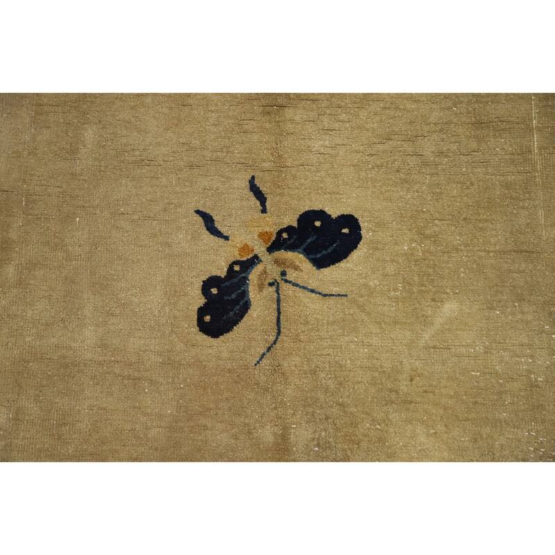 Hand Knotted Oriental 100% Wool Carpet Traditional Pictorial Yellow & Gold Art Deco Area Rug - 19' 0'' X 11' 9''