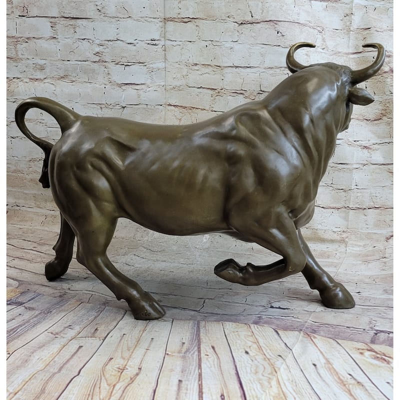 Trotting Bull Bronze Figurine Statue Sculpture Figure 16 Inches X 22 Inches