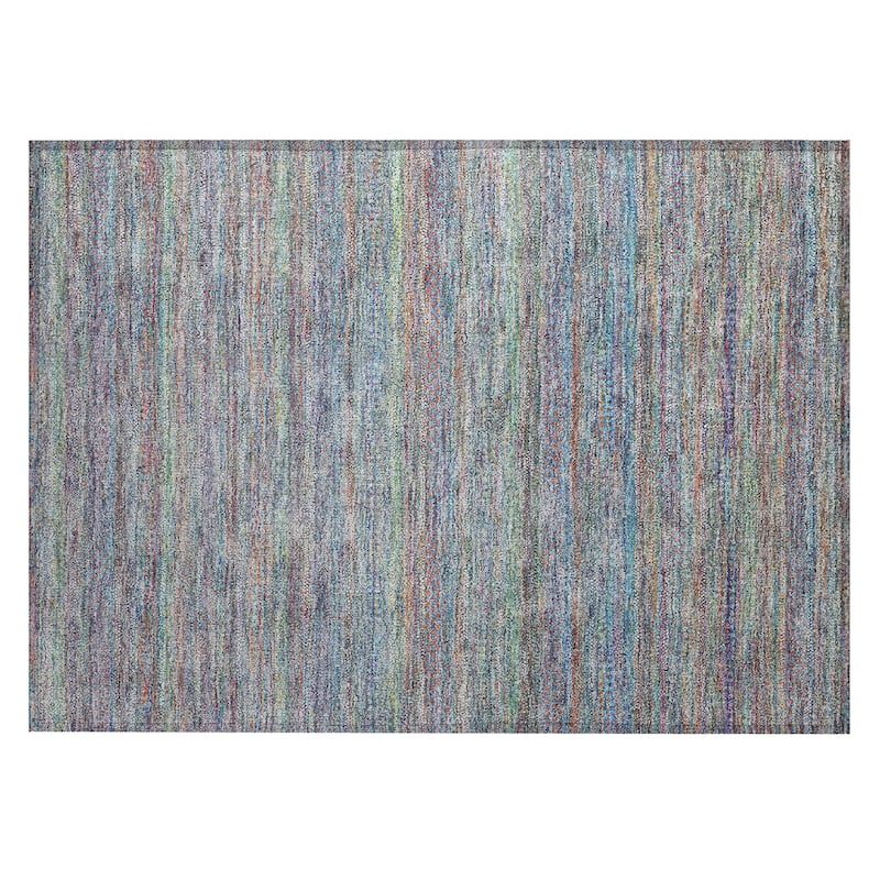 Machine Washable Indoor/Outdoor Modern Stripes Chantille Rug