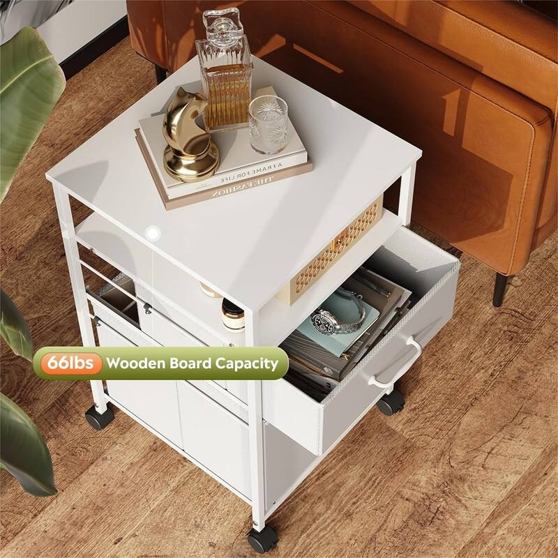 2 Drawer Mobile File Cabinet - 15.7"D x 15.4"W x 26.8"H