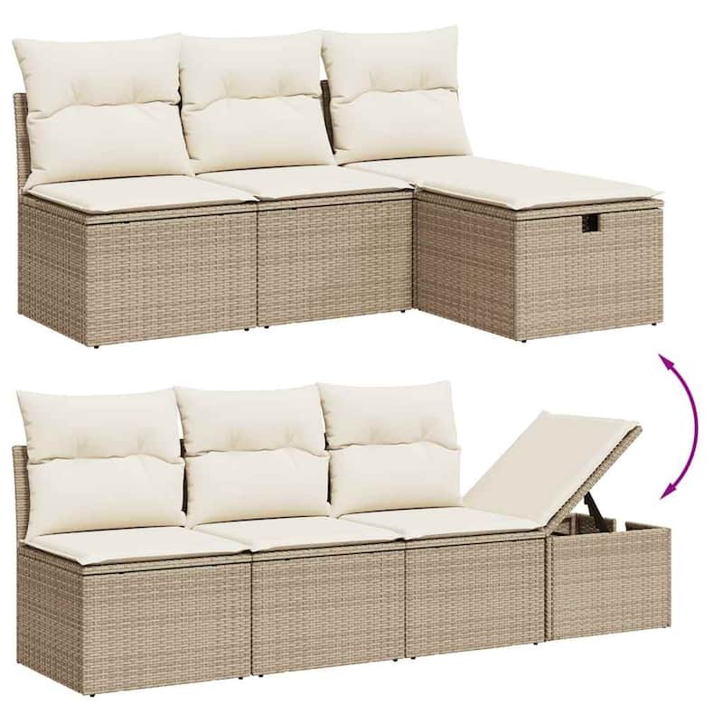 vidaXL Patio Sofa Set with Cushions Outdoor Conversation Furniture Poly Rattan - 21.7 x 24.4 x 27.2