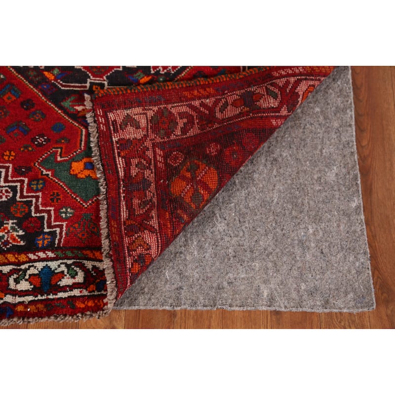 Hand Knotted Oriental 100% Wool Carpet Traditional Tribal Red Shiraz Runner Rug - 10' 8'' X 3' 2''