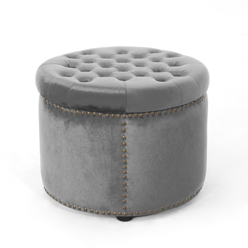Zahra Velvet Tufted Ottoman by Christopher Knight Home