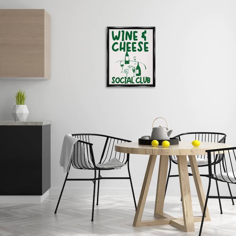 Stupell Wine & Cheese Social Club Framed Floater Canvas Wall Art Design By House of Lulu