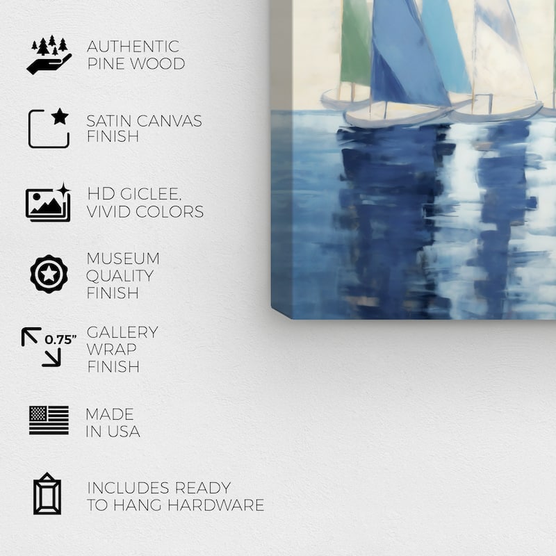 Wynwood Studio Canvas Nautical and Coastal View of the Sailboats Blue and Nautical & Coastal Wall Art Canvas Print