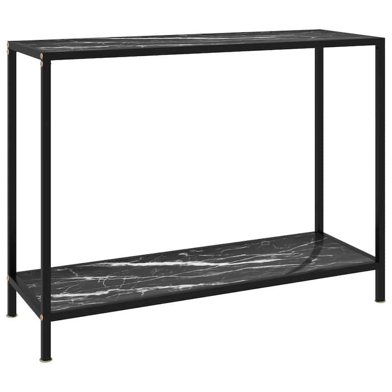 vidaXL Console Table Black 39.4"x13.8"x29.5" Tempered Glass - 39.4" x 13.8" x 29.5"