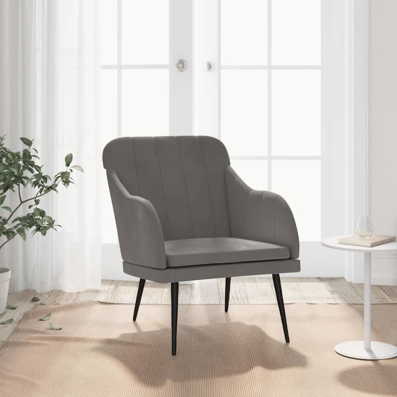 vidaXL Accent Chair with Arms Sofa Side Chair for Living Room Bedroom Velvet - 24.8" x 29.9" x 31.5" - Dark gray