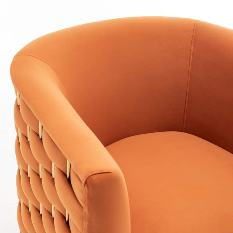 Modern Glam Velvet Upholstered 360 Degree Swivel Barrel Chair