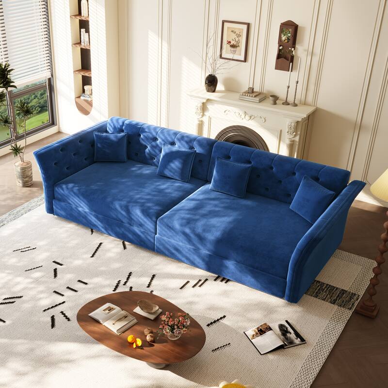 100" Oversize Pull-Out Sofa Bed, Convertible Sleeper Sofa, Velvet Loveseat Sofa, Tufted Sofa, Modern Sofa Couch with Flared Arms